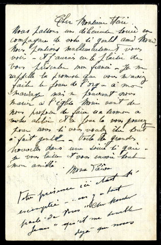 Lettre de Mona Païva à Jean Huré