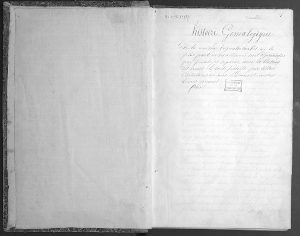 "Histoire généalogique de la maison de Quatrebarbes, où la pluspart de ses alliances sont représentées par généalogies séparées, avec les blasons des armes, le tout justiffié par tiltres, cartulaires anciens, histoires et autres bonnes preuves"