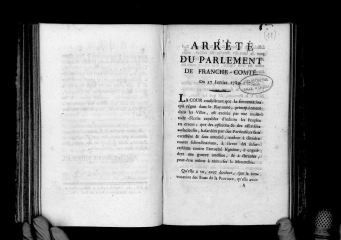 Arrêté du Parlement de Franche-Comté, du 17 janvier 1789
