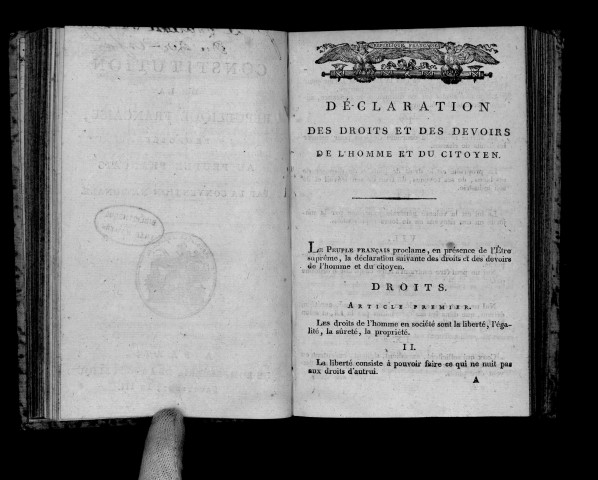 Constitution de la République française, proposée au peuple français par la Convention nationale.