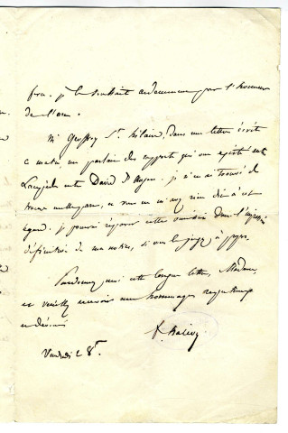 Correspondance de F. Halévy [a Madame ?]