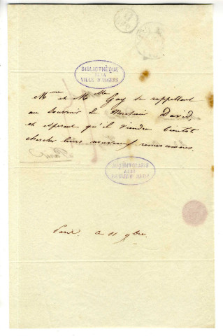 Correspondance de Delphine Gay avec Pierre-Jean David d'Angers