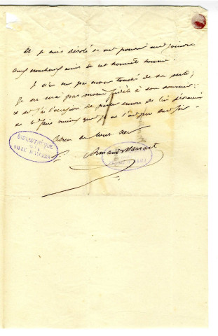 Correspondance de Armand Marrast [à Pierre-Jean David d'Angers]
