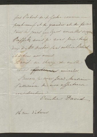 Lettres d'Emilie Maillocheau, épouse de Pierre-Jean David d'Angers, adressées à Victor Pavie