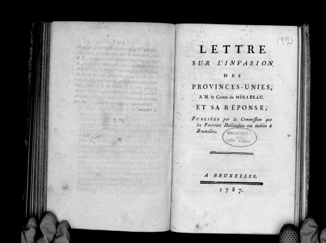 Lettre sur l'invasion des Provinces-Unies, à M. le comte de Mirabeau, et sa réponse