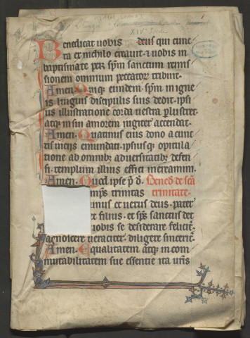 Fragment de rituel (XIVe siècle)
