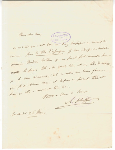 Correspondance d'Ary Scheffer à Pierre-Jean David d'Angers