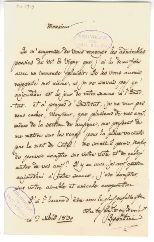 Correspondance de Spontini avec Pierre-Jean David d'Angers