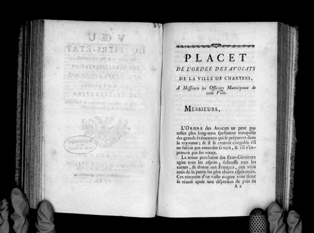 Voeu du tiers-état de la ville de Chartres sur sa représentation aux Etats-Généraux du royaume