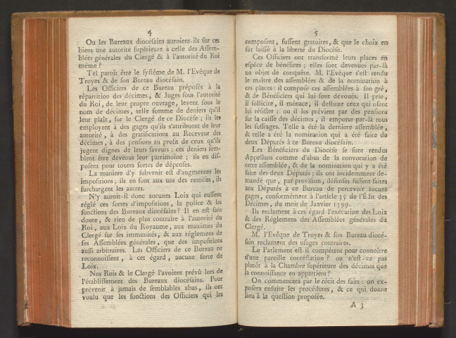 Mémoire à consulter et consultation, pour les doyen, chanoines & chapitre de l'Eglise cathédrale de Troyes, les doyen, chanoines & chapitre de l'Eglise royale & collégiale de la même ville, et des curés de ladite ville & du diocèse de Troyes. Sur la question si le Parlement est compétent pour connoître d'un différend sur la convocation d'une assemblée, & de la nomination qui y a été faite de deux députés au bureau diocésain de Troyes : ou si la connaissance de ce différend appartient à la Chambre supérieure des Décimes