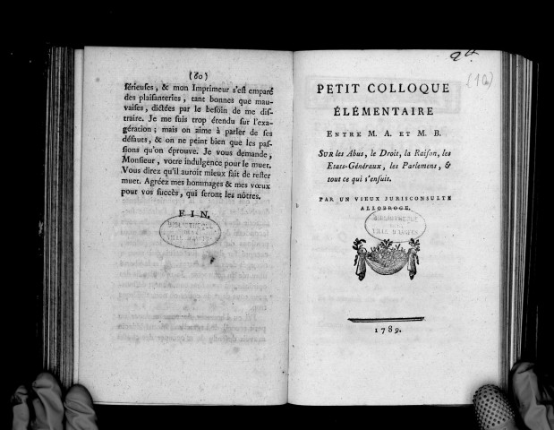 Petit colloque élémentaire entre M. A et M. B, par un vieux jurisconsulte allobroge