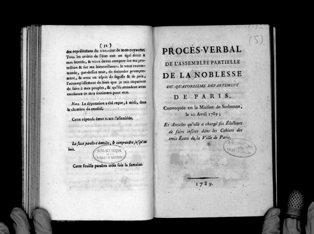Procès-verbal de l'assemblée partielle de la noblesse du quatorzième département de Paris, 20 avril 1789