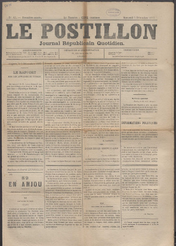 Le postillon. 5 déc. 1883 (1re année, n° 43)