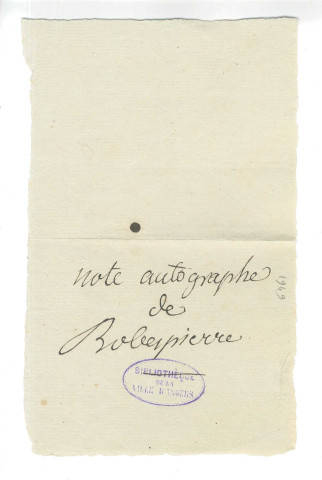 Note autographe de Robespierre