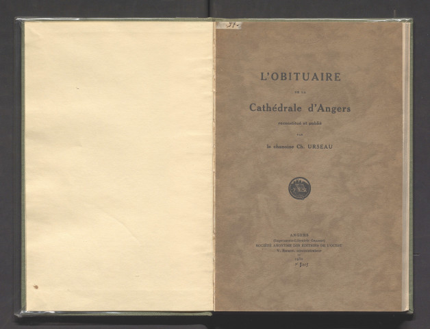 L'obituaire de la Cathédrale d'Angers