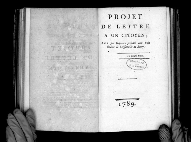 Projet de lettre à un citoyen sur son discours projeté aux trois ordres de l'assemblée du Berry