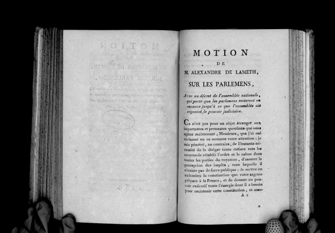 Motion de M. Alexandre de Lameth sur les Parlements