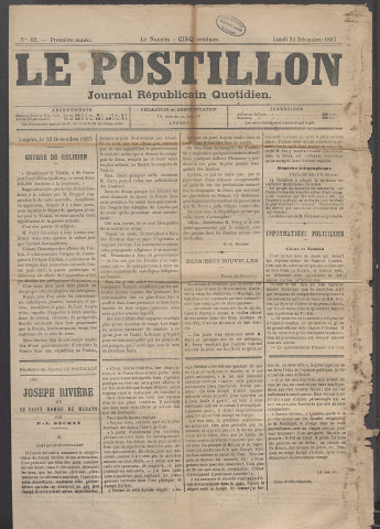 Le postillon. 24 déc. 1883 (1re année, n° 62)