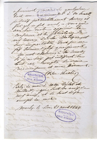 Correspondance de Pitre-Chevalier [à Gubler]