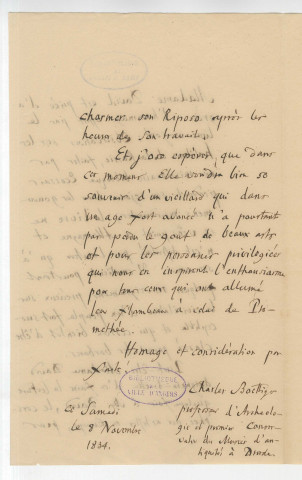 Correspondance de Karl August Boettiger, professeur d'archéologie et ler conservateur du musée d'antiquités à Dresde [à Pierre-Jean David d'Angers]
