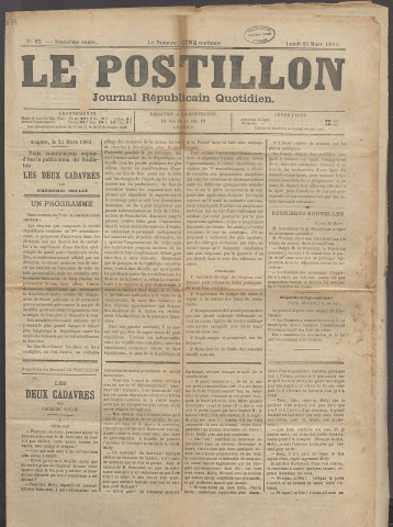 Le postillon. 24 mars 1884 (2e année, n° 82)