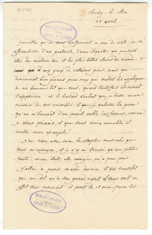 Correspondance de Rouget de Lisle adressée à Pierre-Jean David d'Angers ; correspondance entre Paul Leferme et Léopold Delisle au sujet d'un manuscrit de la Marseillaise copié par Rouget de Lisle