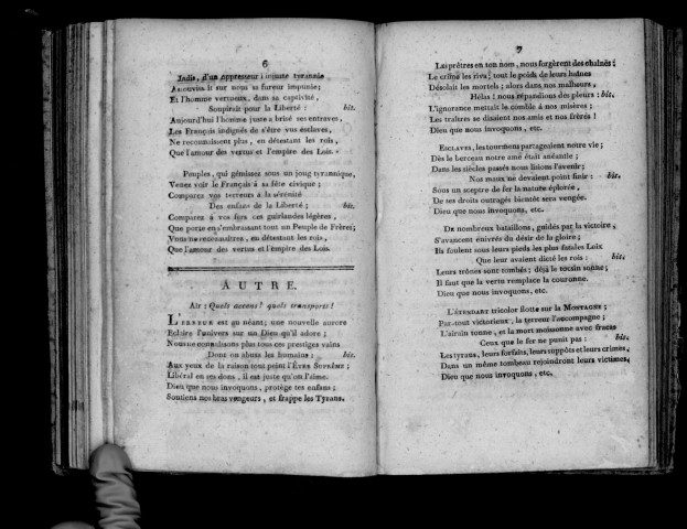 Hymnes et chansons patriotiques, pour la fête de l'Etre-Suprême, célébrée à Angers, le Décadi 20 Prairial, l'an 2me. de la République française, une et indivisible.