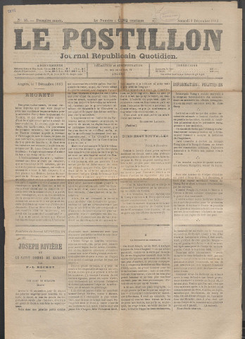 Le postillon. 8 déc. 1883 (1re année, n° 46)