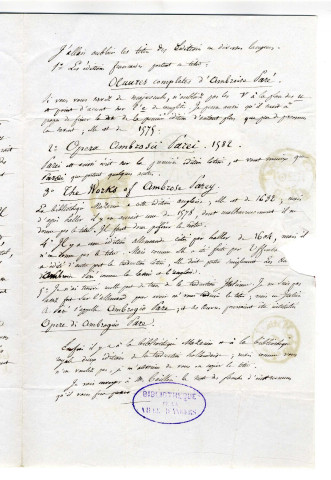 Correspondance de Malgaigne [à Pierre-Jean David d'Angers]