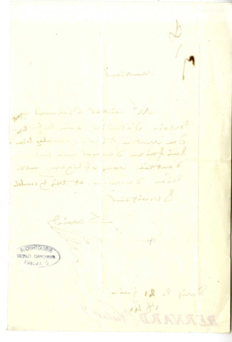 Lettre autographe de David d'Angers, 21 juin 1841
