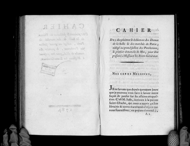 Cahier des plaintes et doléances des dames de la halle... pour être présenté à messieux les Etats-Généraux