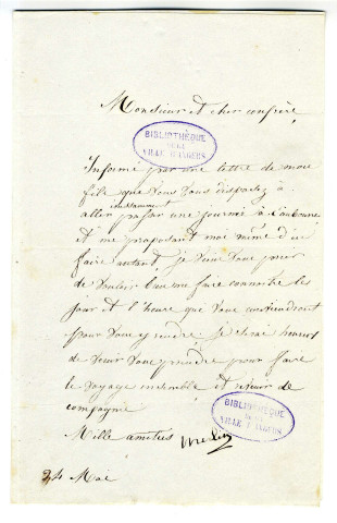 Correspondance de Merlin de Douai [à Pierre-Jean David d'Angers]