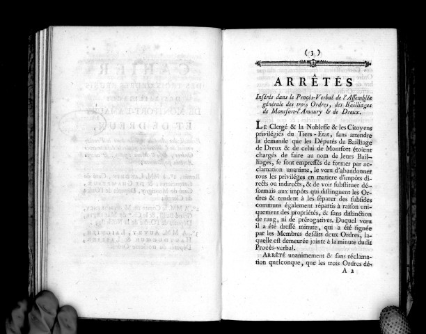 Cahier des trois ordres réunis des bailliages de Montford-l'Amaury et de Dreux