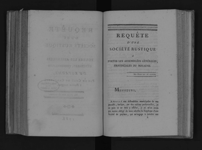 Requête d'une Société rustique à toutes les assemblées générales du royaume, par un curé de campagne à portion congrue