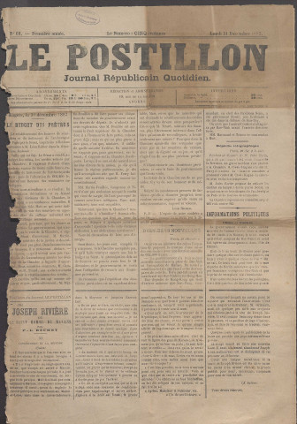 Le postillon. 31 déc. 1883 (1re année, n° 68)
