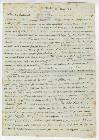 Correspondance du docteur Bailly [au Dr Lallemand]