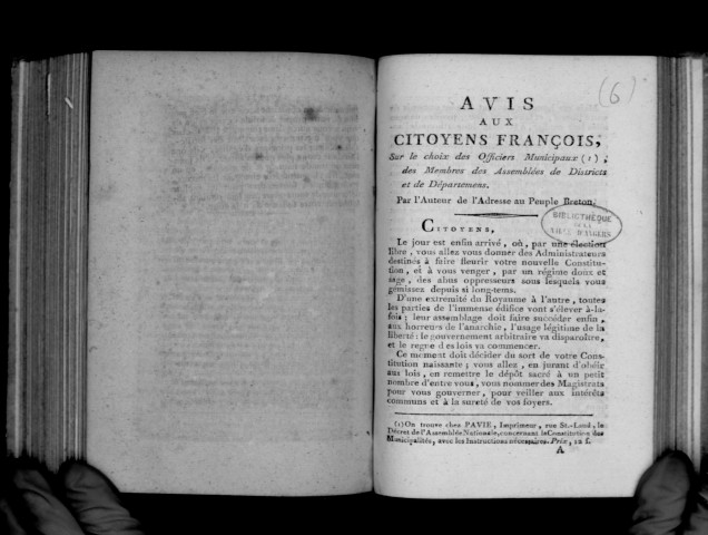 Avis aux citoyens français sur le choix des officiers municipaux