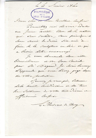 Correspondance de Héricart de Thury [à Pierre-Jean David d'Angers]