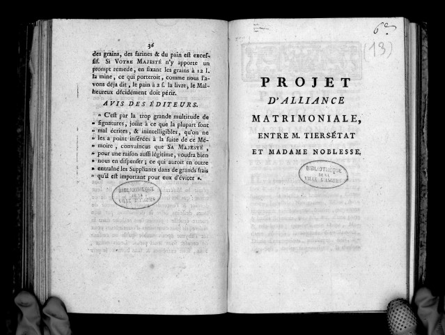 Projet d'alliance matrimoniale entre M. Tiers-Etat et Madame Noblesse