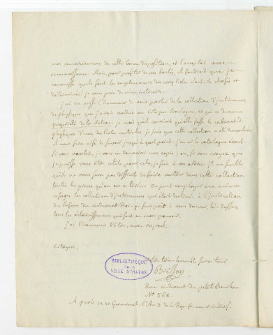 Correspondance de Brisson [à Joseph Lakanal]