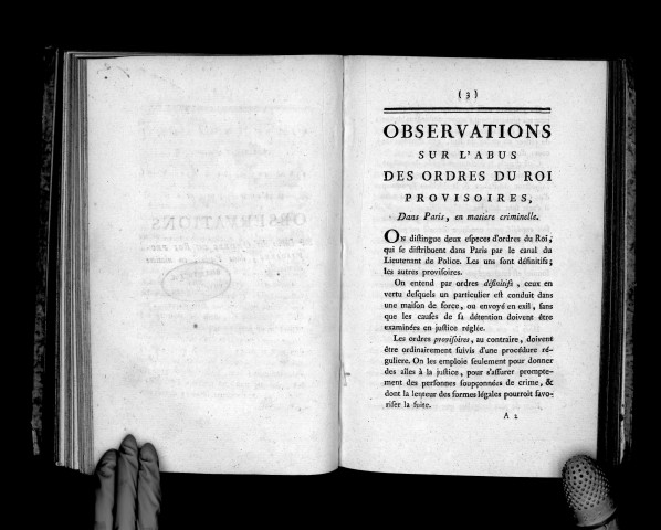 Observations sur l'abus des ordres du roi provisoires, dans Paris, en matière criminelle