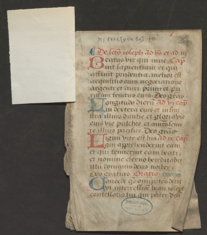 Fragment de rituel, office de la Sainte Vierge (XVe siècle)