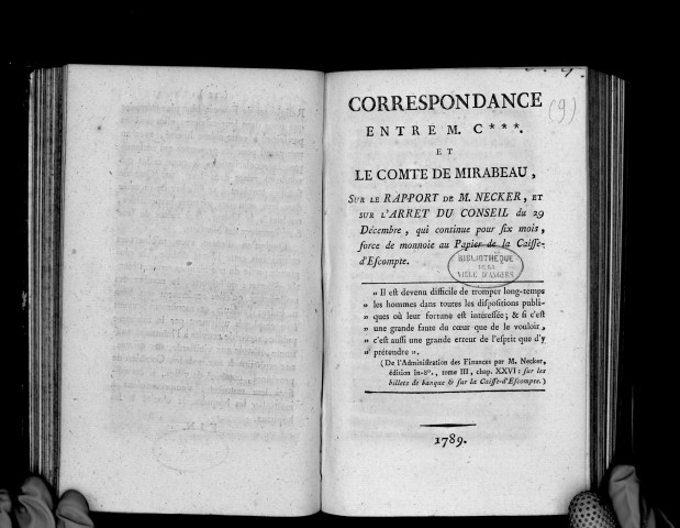 Correspondance entre M. C*** et le comte de Mirabeau