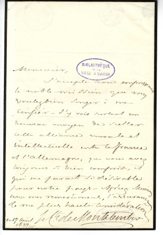 Correspondance de Montalembert [à Pierre-Jean David d'Angers]