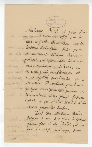 Correspondance de Karl August Boettiger, professeur d'archéologie et ler conservateur du musée d'antiquités à Dresde [à Pierre-Jean David d'Angers]