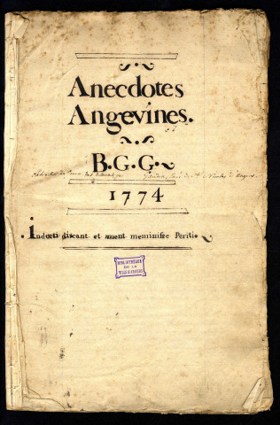 Gaudin, curé de Saint-Nicolas. Anecdotes angevines, extraites du Journal de Louvet