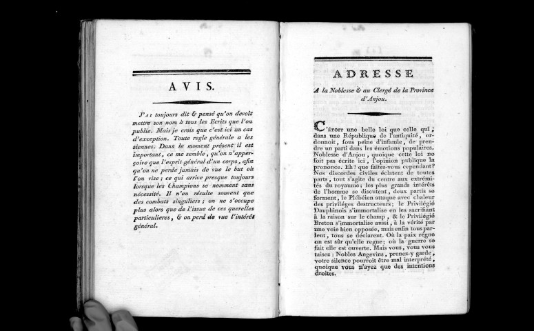 Adresse à la noblesse et au clergé de la province d'Anjou