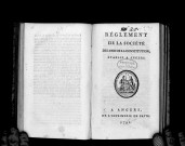 Règlement de la société des Amis de la constitution, établie à Angers