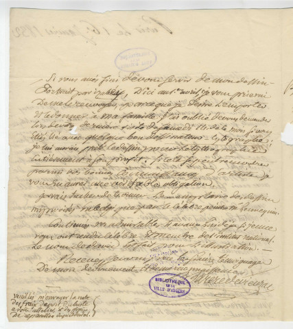 Correspondance de Bertrand Barère de Vieuzac [à Pierre-Jean David d'Angers]