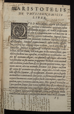 Aristotelis Stagiritae de physiognomicis liber, Andrea a Lacuna Secobiense interprete